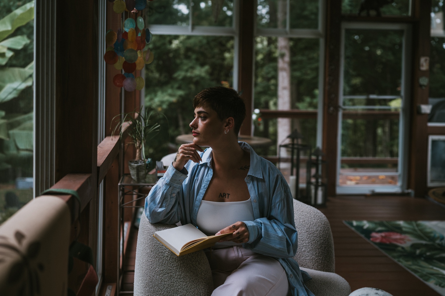 A notebook near a bright window in Raleigh